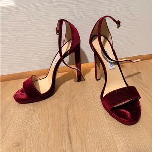 Jimmy Choo Deep Red Velvet Heels